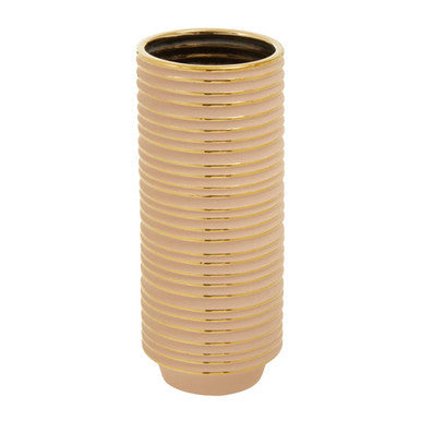 Large Blush Pink and Gold Ceramic Vase | Haldis
