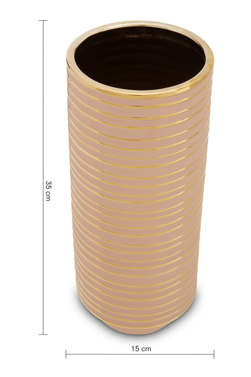Large Blush Pink and Gold Ceramic Vase | Haldis
