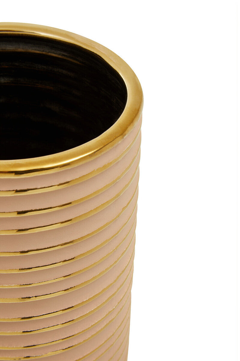 Large Blush Pink and Gold Ceramic Vase | Haldis