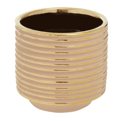 Blush Pink and Gold Small Ceramic Planter | Haldis
