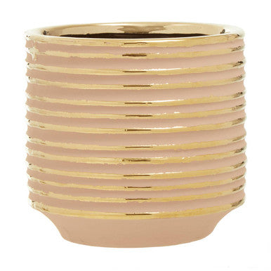 Blush Pink and Gold Small Ceramic Planter | Haldis