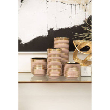 Blush Pink and Gold Small Ceramic Planter | Haldis