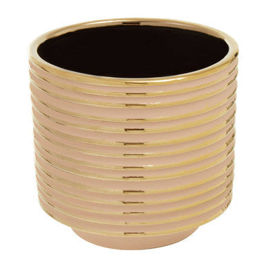 Blush Pink and Gold Large Ceramic Planter | Haldis