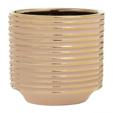Blush Pink and Gold Large Ceramic Planter | Haldis
