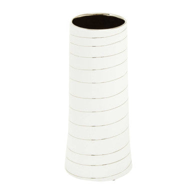 Small White and Silver Ceramic Vase | Haldis