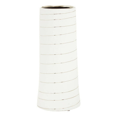 Small White and Silver Ceramic Vase | Haldis