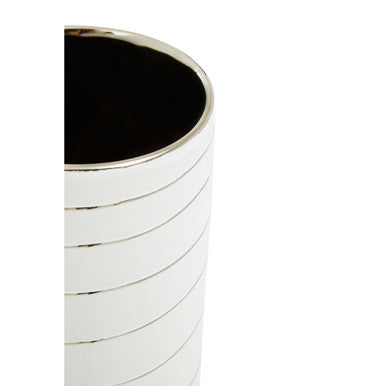 Small White and Silver Ceramic Vase | Haldis