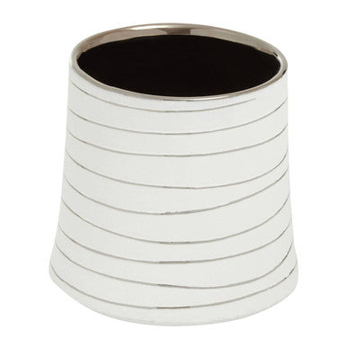 Small White and Silver Ceramic Planter | Haldis