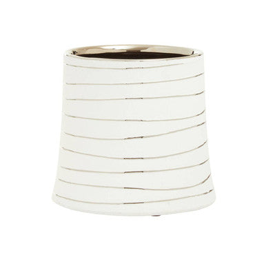 Small White and Silver Ceramic Planter | Haldis