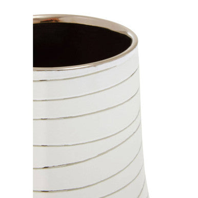 Small White and Silver Ceramic Planter | Haldis