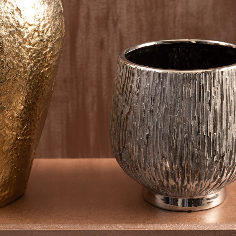Small Silver Ceramic Planter | Hesper
