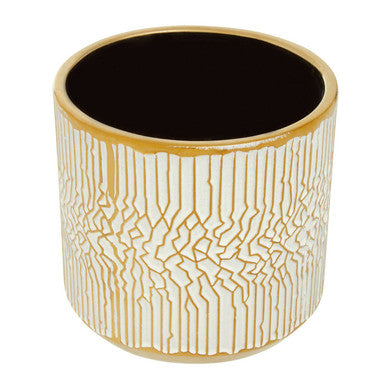 Small White Gold Ceramic Planter | Honna