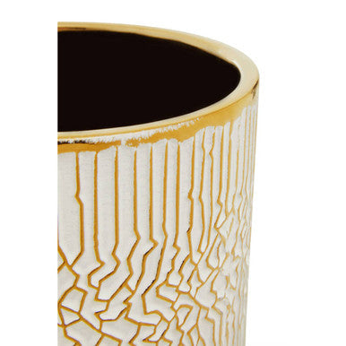 Small White Gold Ceramic Planter | Honna