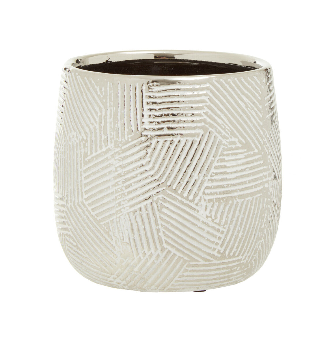 Small White Silver Ceramic Planter | Honna