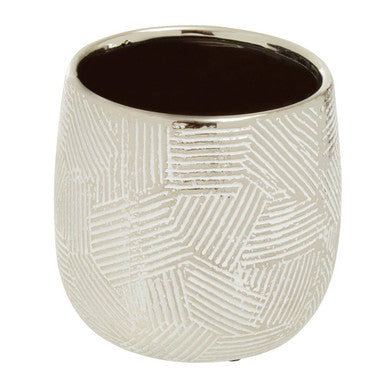 Small White Silver Ceramic Planter | Honna