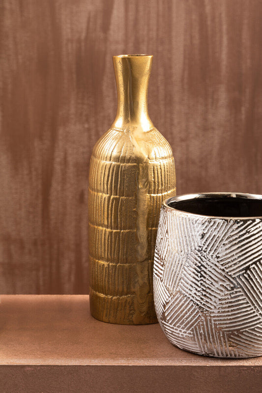 Small White Silver Ceramic Planter | Honna