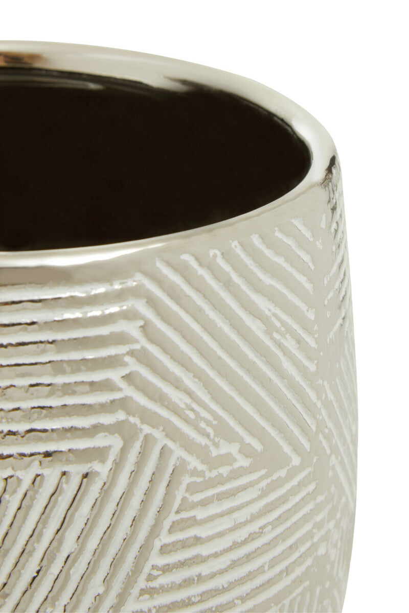 Small White Silver Ceramic Planter | Honna