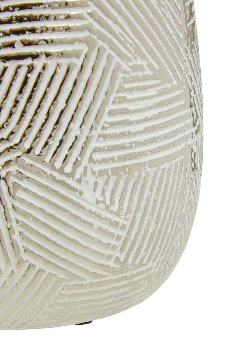 Small White Silver Ceramic Planter | Honna