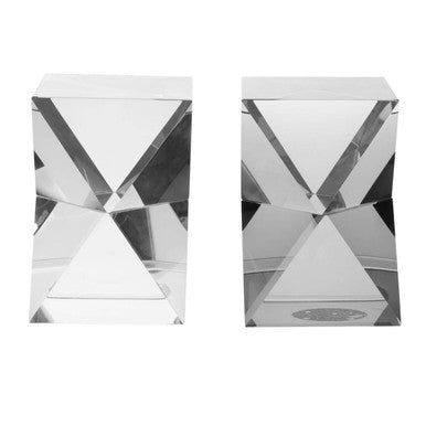Set of 2 Crystal Geometric Bookends in Grey Finish | Carrie