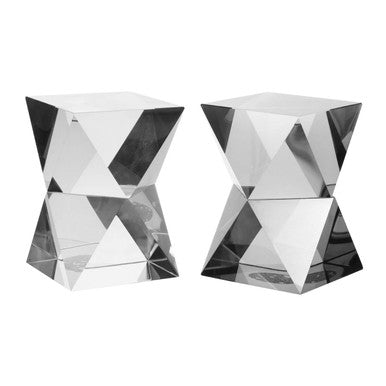 Set of 2 Crystal Geometric Bookends in Grey Finish | Carrie