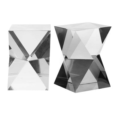 Set of 2 Crystal Geometric Bookends in Grey Finish | Carrie