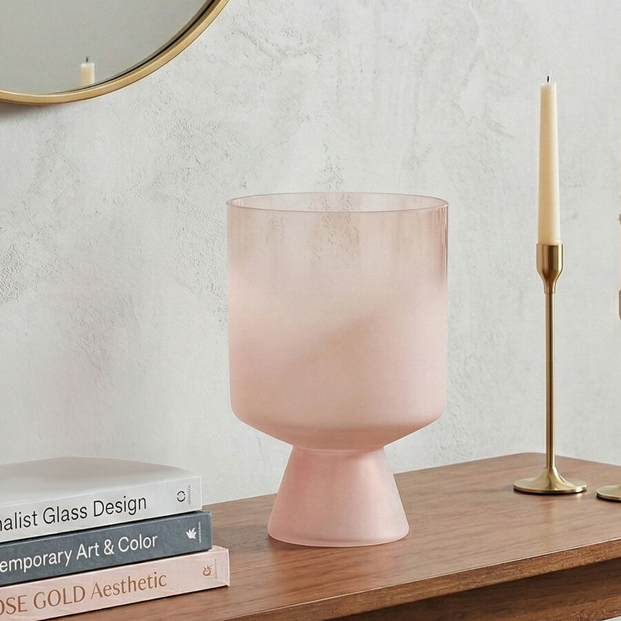 Large Matte Pink Glass Vase | Baila