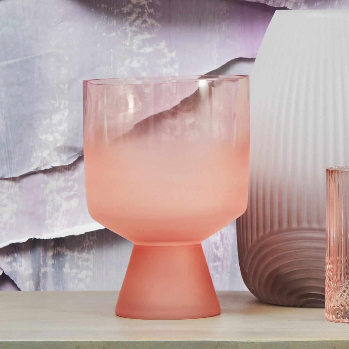 Large Matte Pink Glass Vase | Baila