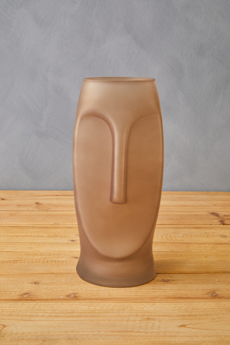 Smoked Grey Large Face Design Vase | Viso