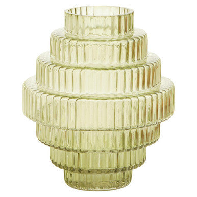 Small Green Ribbed Glass Vase | Benka
