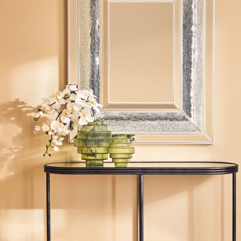 Small Green Ribbed Glass Vase | Benka