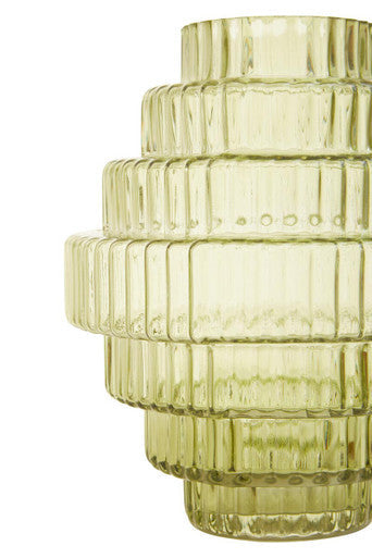 Small Green Ribbed Glass Vase | Benka