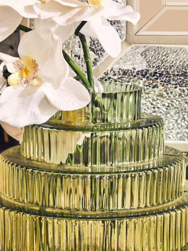 Large Green Ribbed Glass Vase | Benka