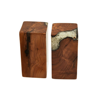Set of 2 Teak and Resin Bookends | Sakra