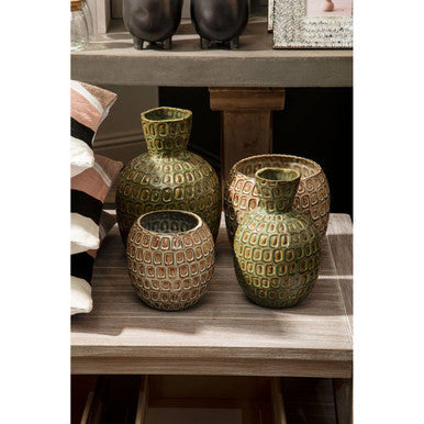 Small Green Textured Ceramic Vase | Yana