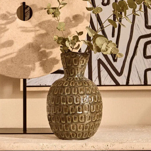 Small Green Textured Ceramic Vase | Yana