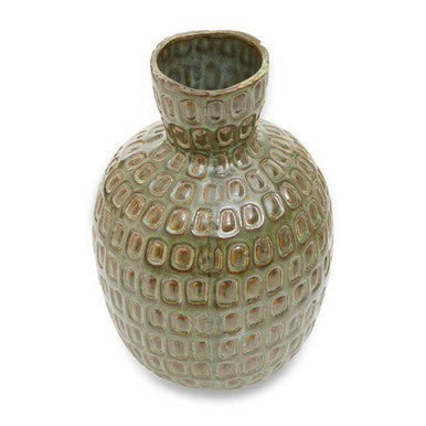 Large Green Textured Ceramic Vase | Yana