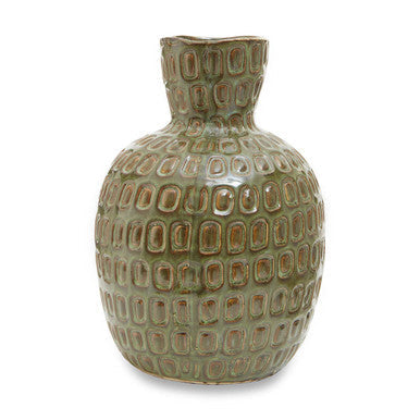 Large Green Textured Ceramic Vase | Yana