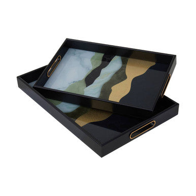 Set of Two Assorted Colour Rectangular Trays | Celina