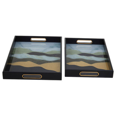Set of Two Assorted Colour Rectangular Trays | Celina