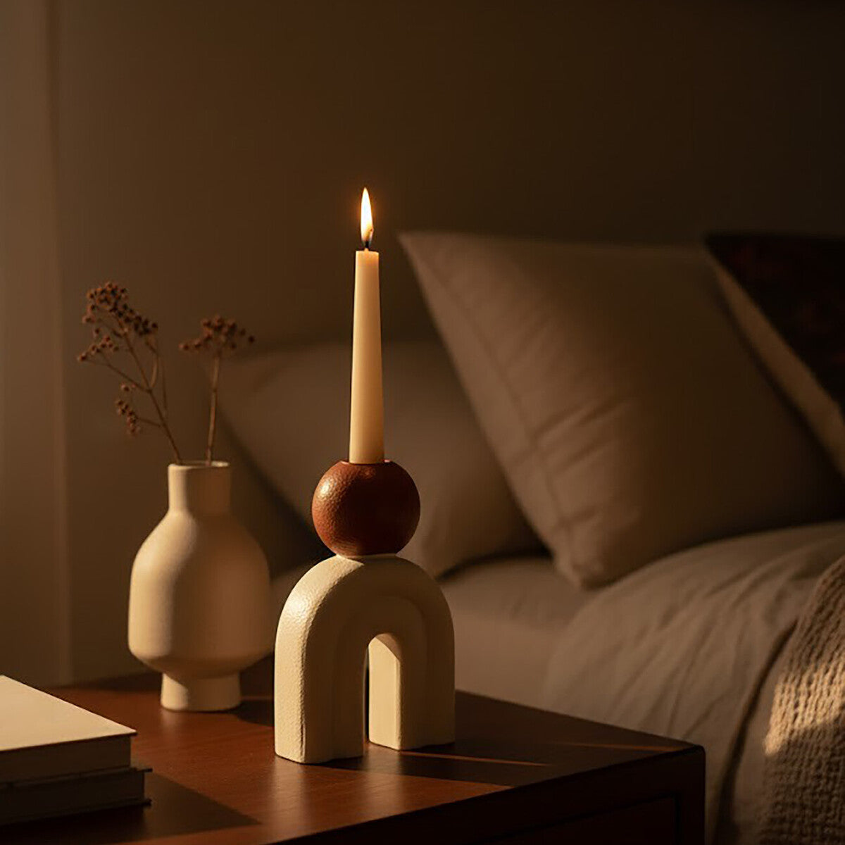 Candle Holder with Cream Base | Utica