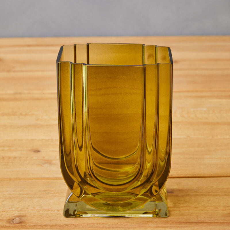 Small Olive Green Glass Vase | Edan