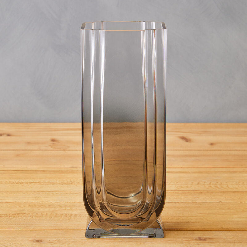 Large Grey Ombre Glass Vase | Edan