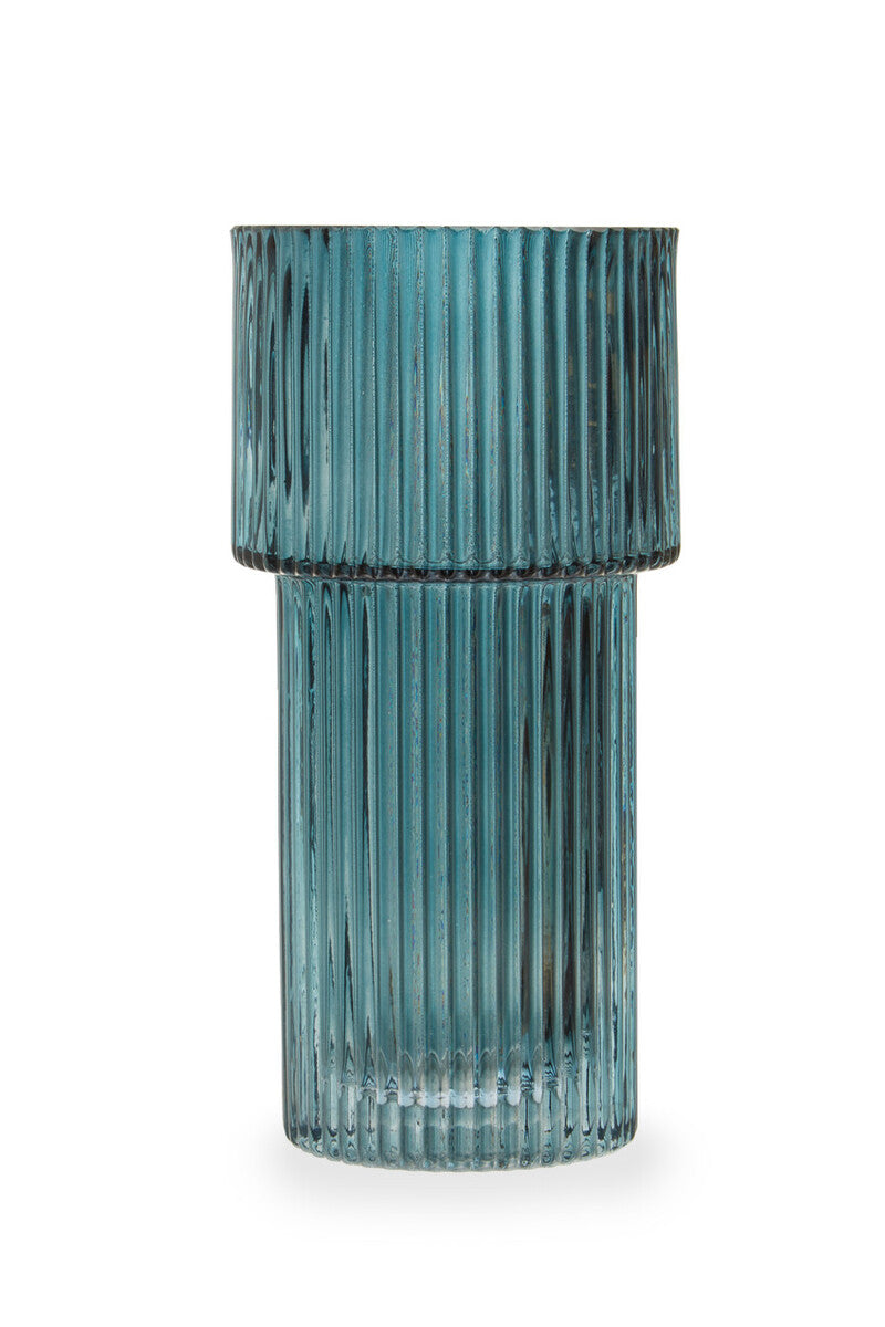 Small Ribbed Blue Glass Vase | Esma