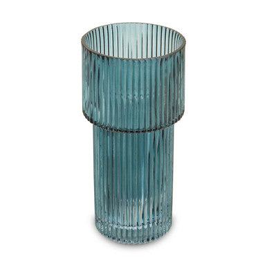Small Ribbed Blue Glass Vase | Esma