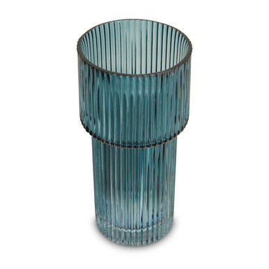 Small Ribbed Blue Glass Vase | Esma