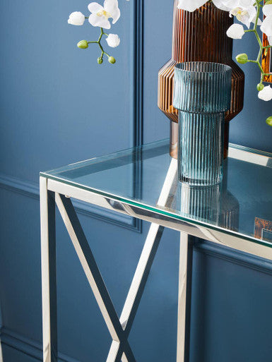 Small Ribbed Blue Glass Vase | Esma