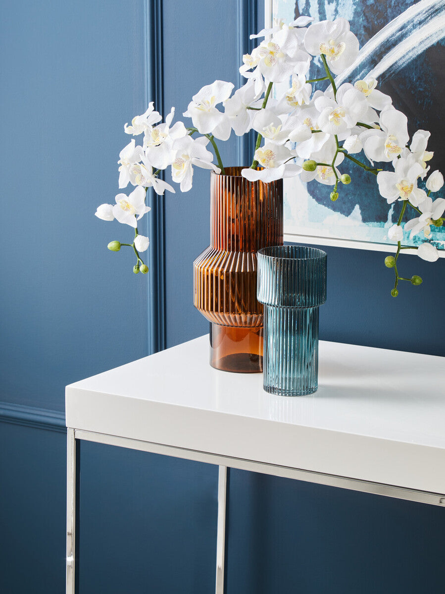 Small Ribbed Blue Glass Vase | Esma
