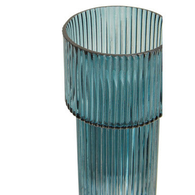 Small Ribbed Blue Glass Vase | Esma