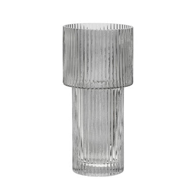 Large Ribbed Grey Glass Vase | Esma