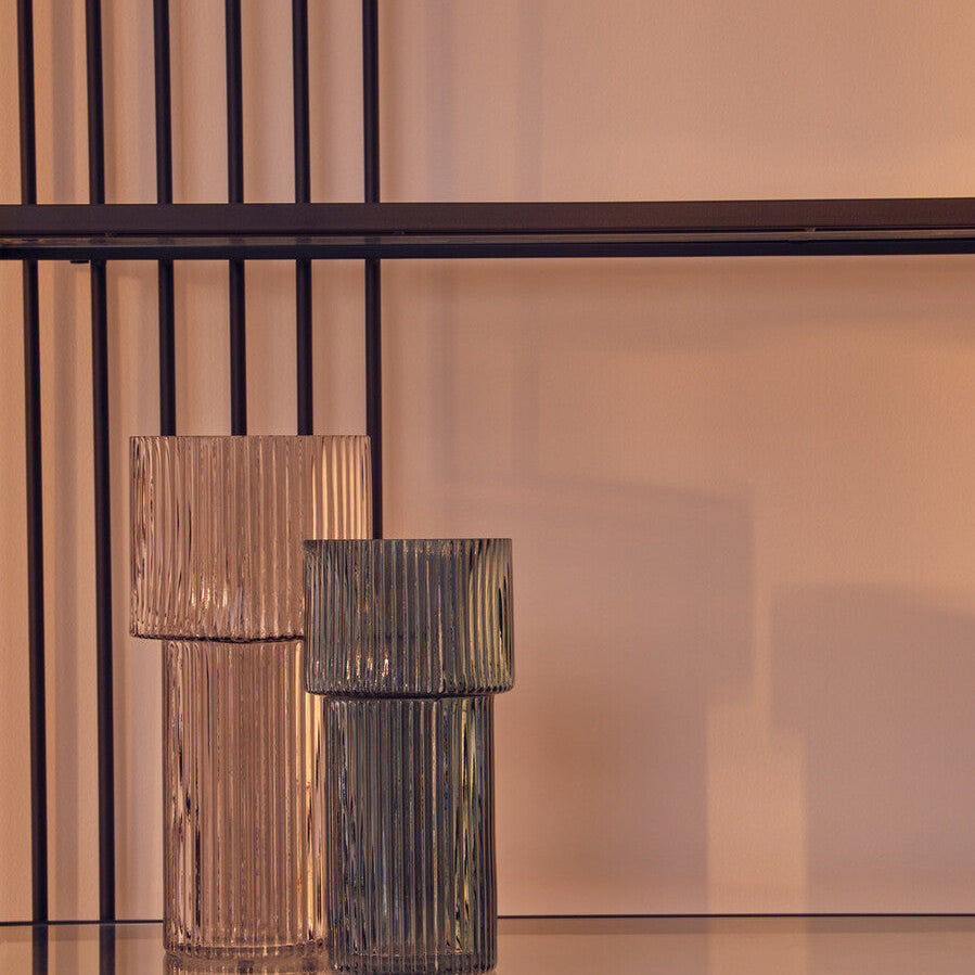 Large Ribbed Grey Glass Vase | Esma